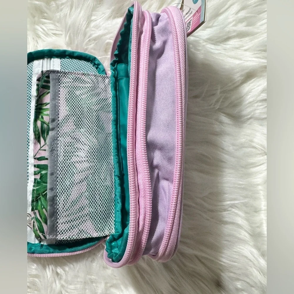 2pc of Expandable Pencil Pouch with Printed Exterior and Solid Interior Palms